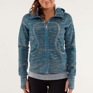 NEW LULULEMON SCUBA STRETCH HOODIE BLUE STRIPED